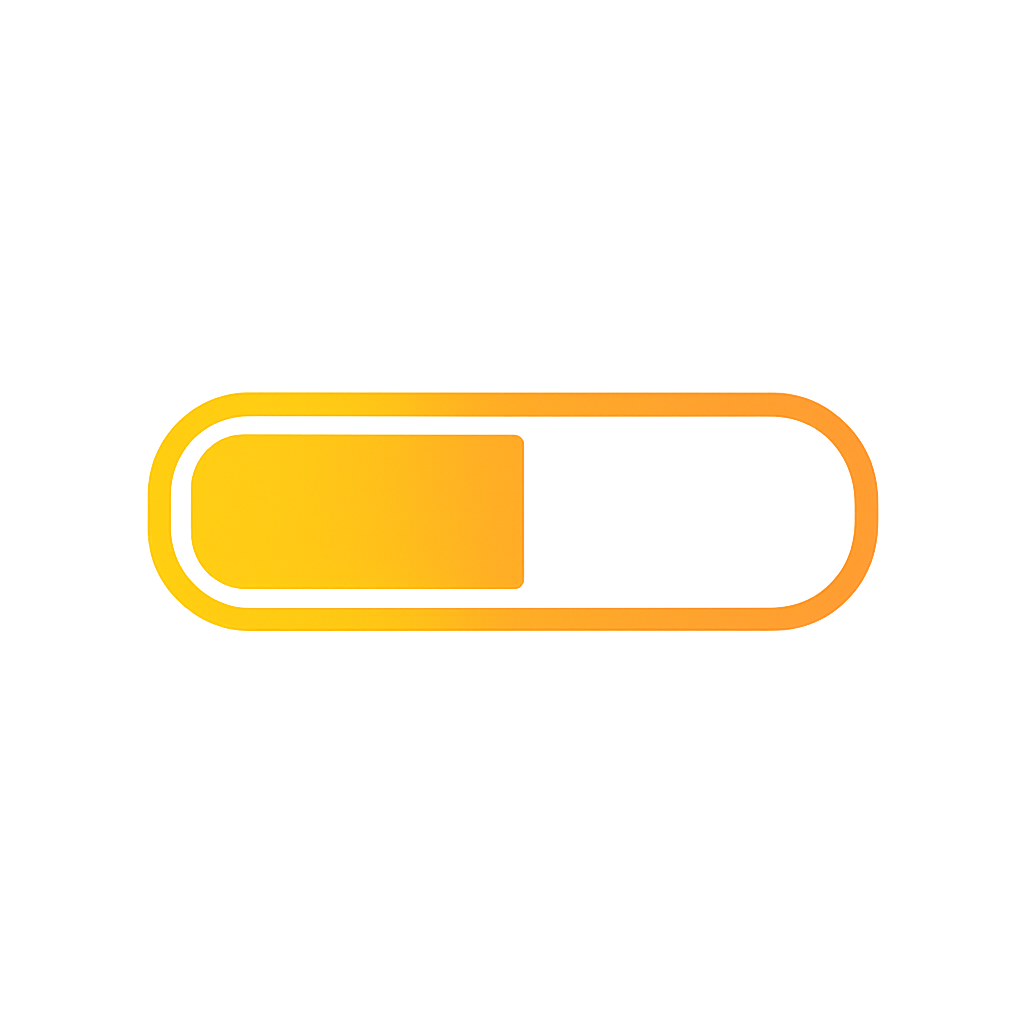 A yellow-orange progress bar with rounded edges, filled about one-third from the left, on a black background.