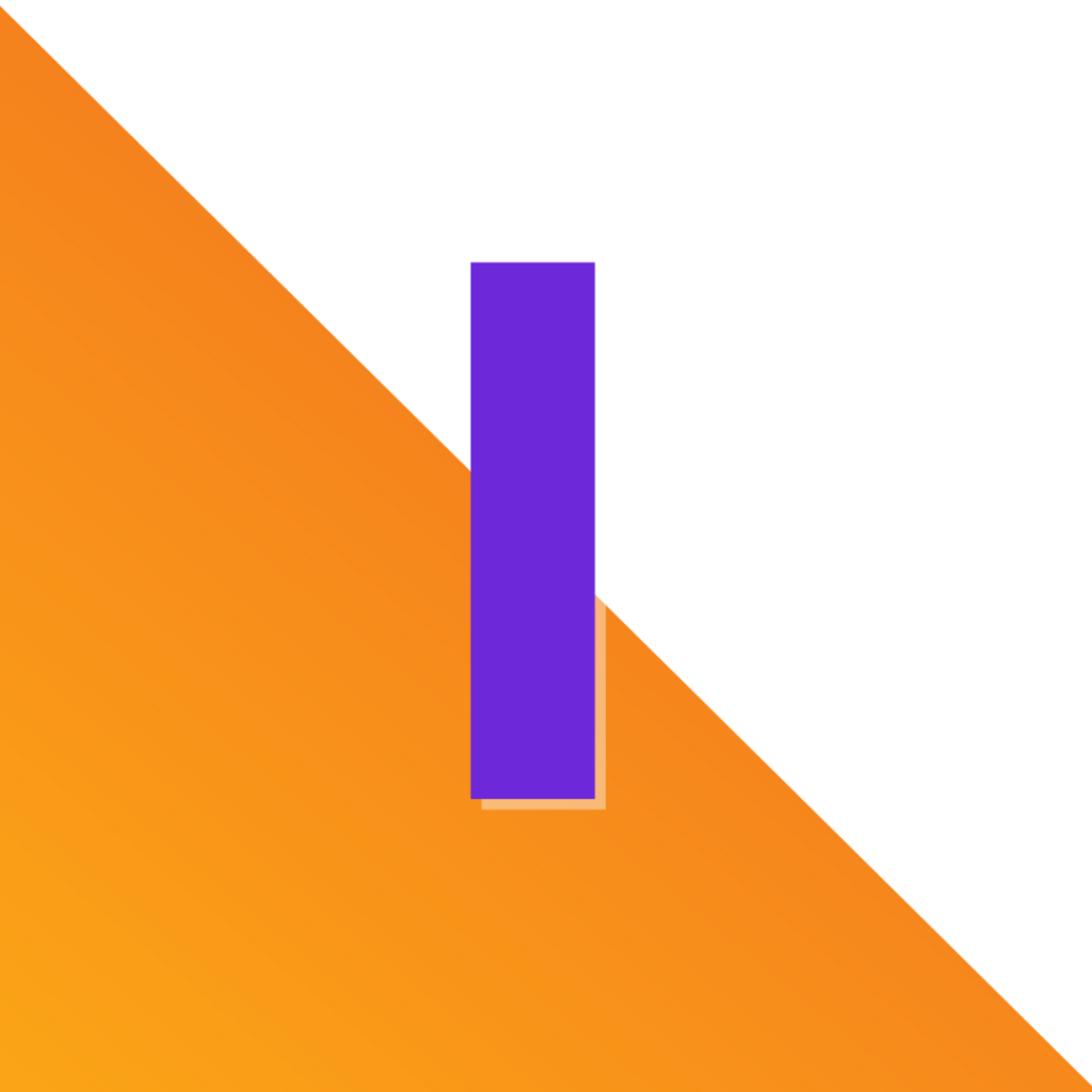 A bold purple exclamation mark centered on a background with a diagonal gradient from bright orange at the bottom left to white at the top right.