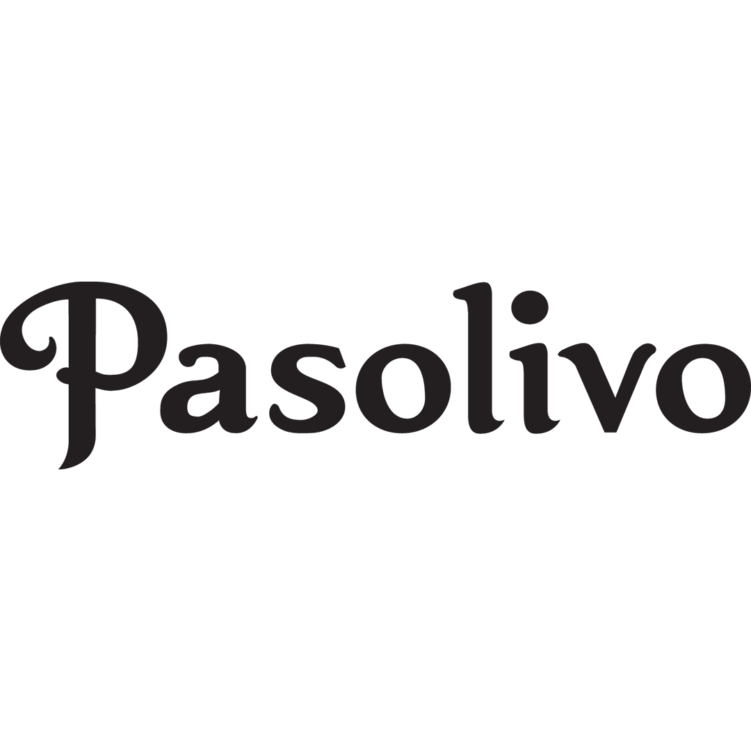 The word Pasolivo is displayed in a bold, elegant serif font with a distinctive capital P on a white background.